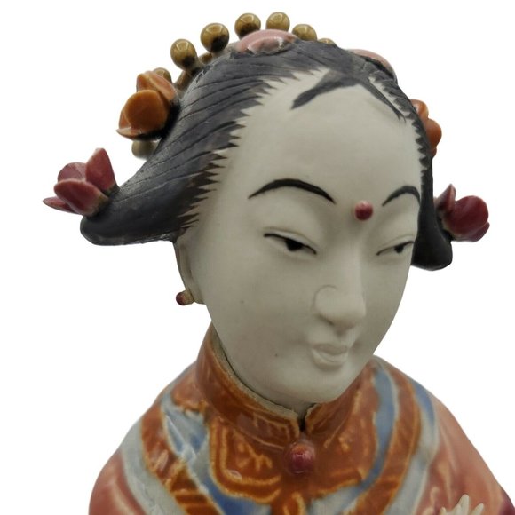 Shiwan Shi Wan Porcelain Figurines Ladies  Musicians Geisha Seated Chinese Women - Picture 12 of 12